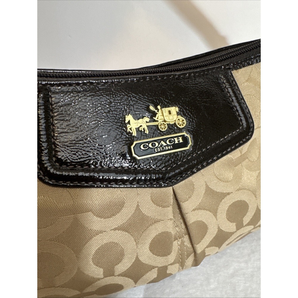 Coach Madison Signature C Mini Shoulder Bag Brown Canvas Leather Trim Y2K - Picture 2 of 8